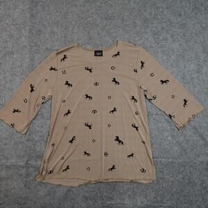 Jostar Top Womens Medium? Horse Equestrian Slinky Liquid‎ Knit Stretch Cowgirl